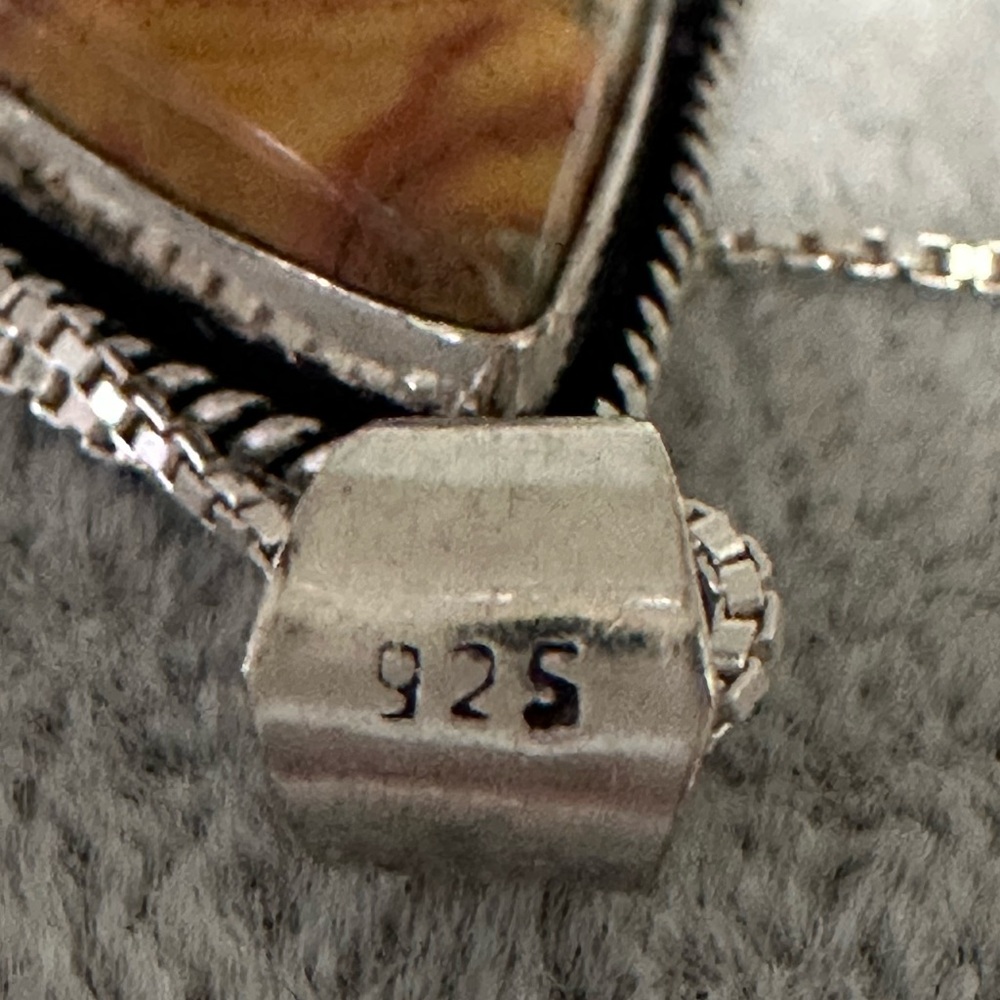 Bumblebee Jasper 925 Teardrop Pendant Necklace U - Picture 4 of 5